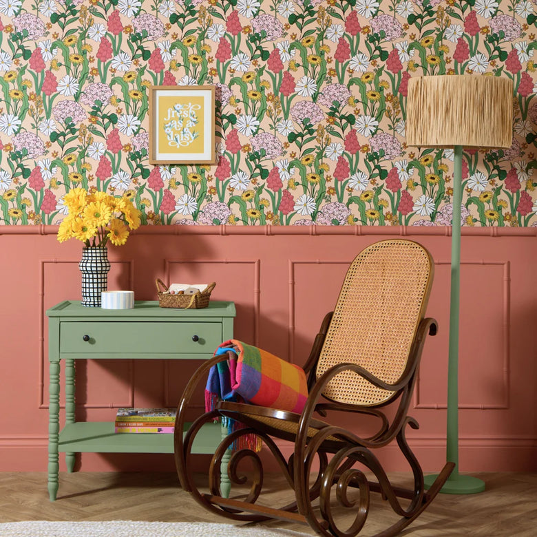 Cottage Garden Wallpaper in Boho Baby