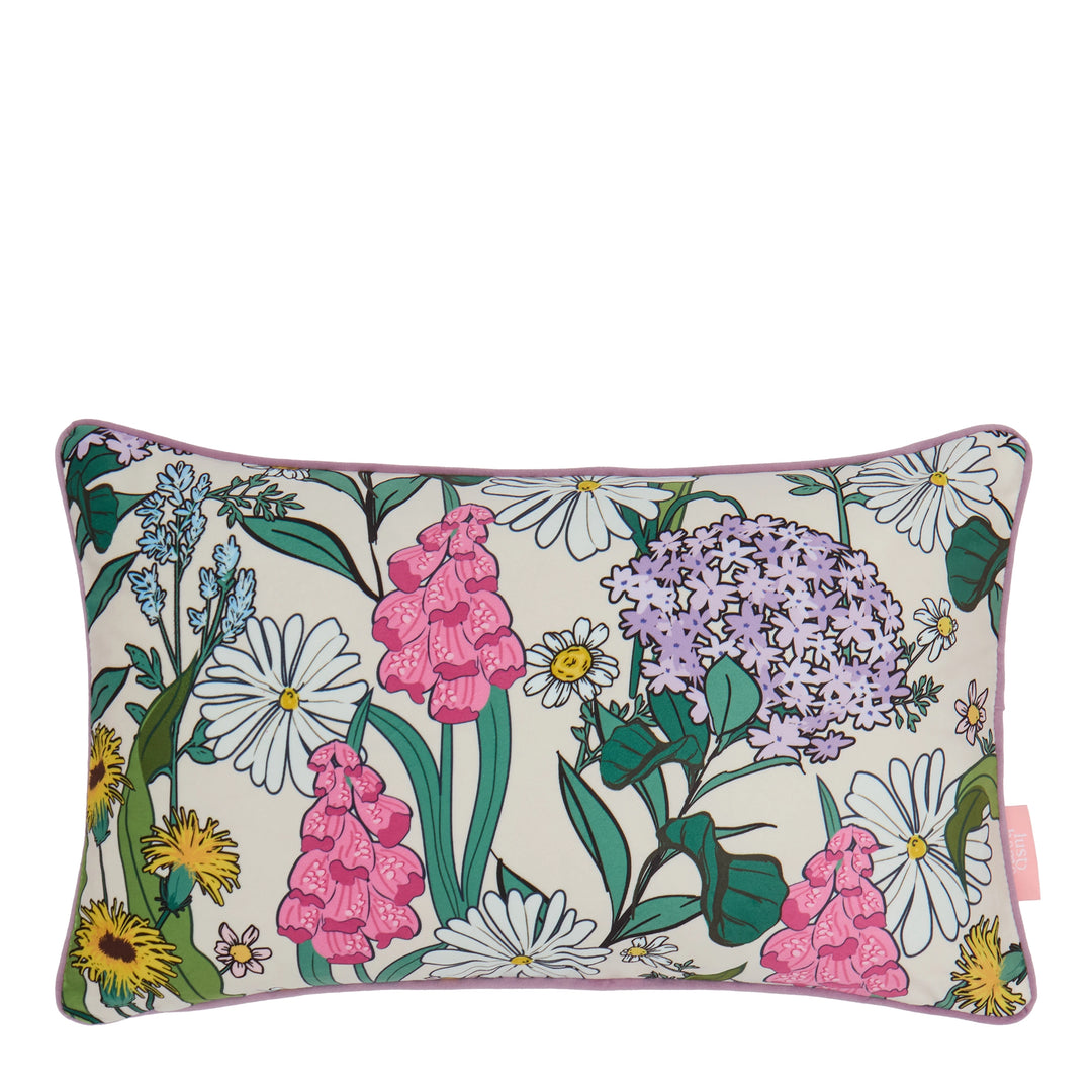 Cottage Garden Bolster Cushion in Vintage Cream