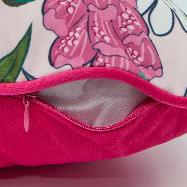 Cottage Garden Bolster Cushion in Pink Dusk