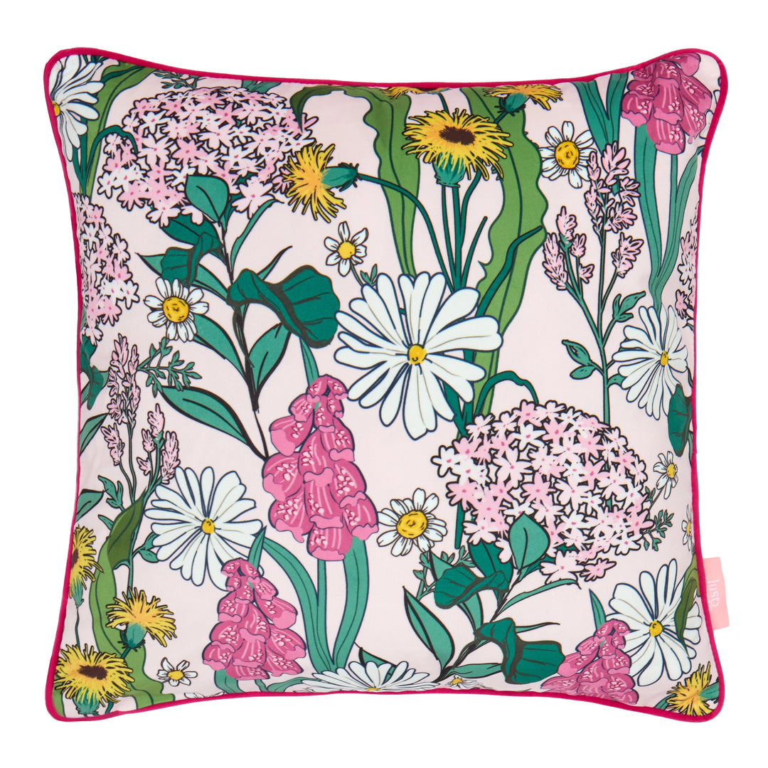 Cottage Garden Square Cushion in Pink Dusk