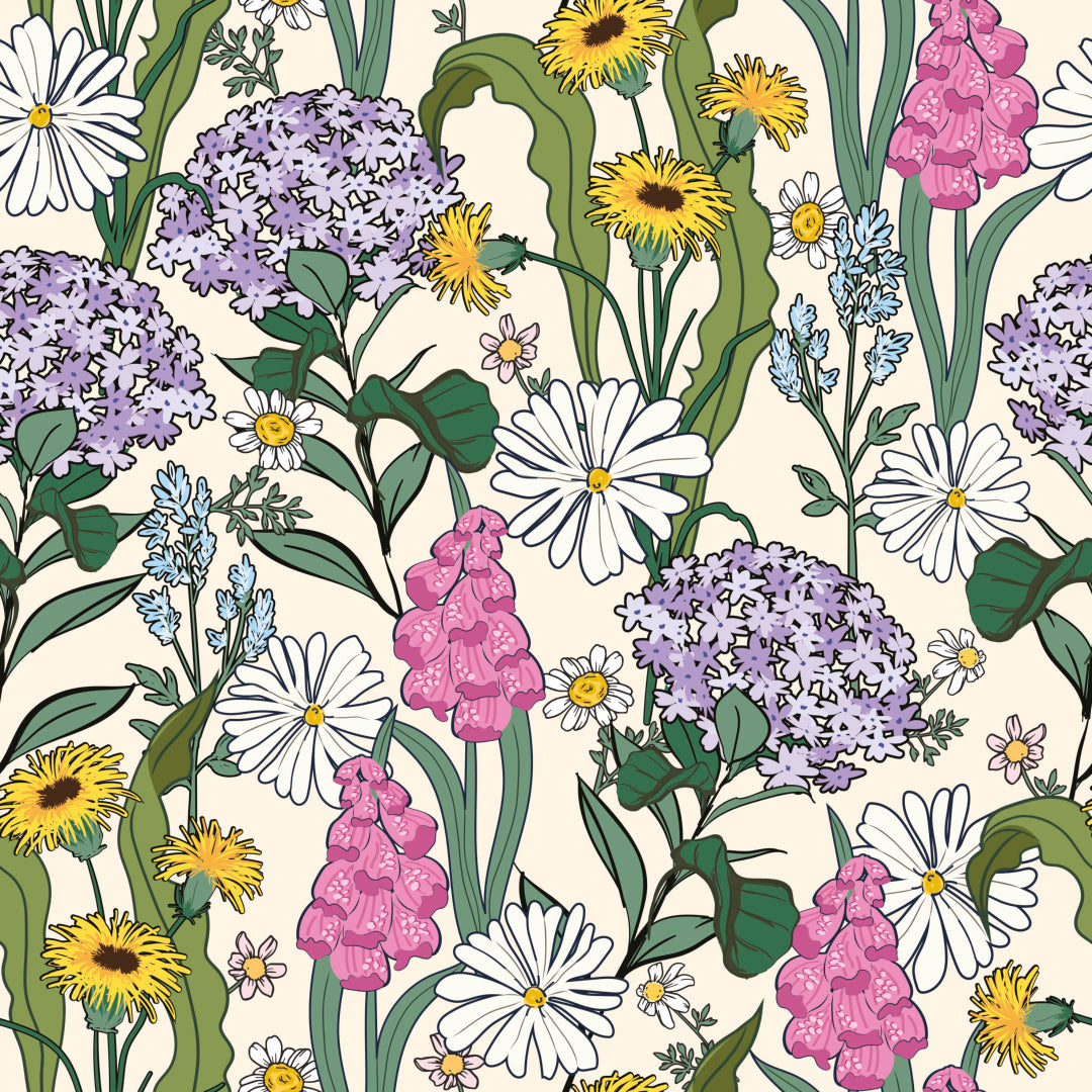 Cottage Garden Wallpaper in Vintage Cream