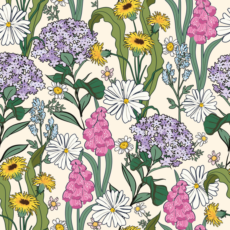 Cottage Garden Wallpaper in Vintage Cream