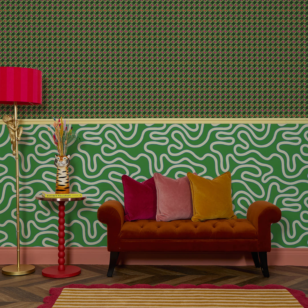 Dotty as a Squiggle Wallpaper in Green and Electric Blue