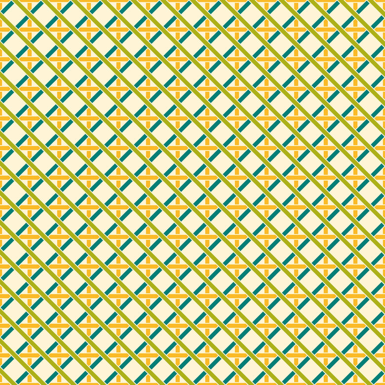 Criss Crossed Wallpaper in Greens, Yellow and Melba Cream