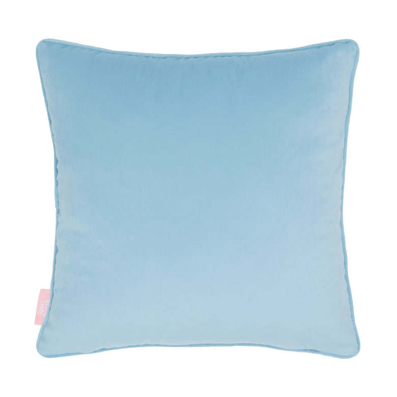 Criss Crossed Square Cushion in Electric Blue, Red and Orange