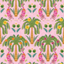 Crouching Tiger Wallpaper Olive Greens and Brights on Pink