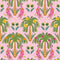 Crouching Tiger Wallpaper Olive Greens and Brights on Pink