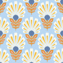 Cut from the same Wood Wallpaper in White and Yellow on Sky Blue