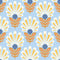 Cut from the same Wood Wallpaper in White and Yellow on Sky Blue