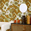 Dance of the Dragonfly Wallpaper in Tan, Sage and Lemon