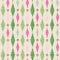 Dashing Diamond Wallpaper in Greens and Raspberry on Cream