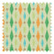 Dashing Diamond Fabric in Turquoise and Orange on Light Green