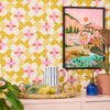 Day Dreamer Wallpaper in Mustard and Candy Floss on Gluten Free