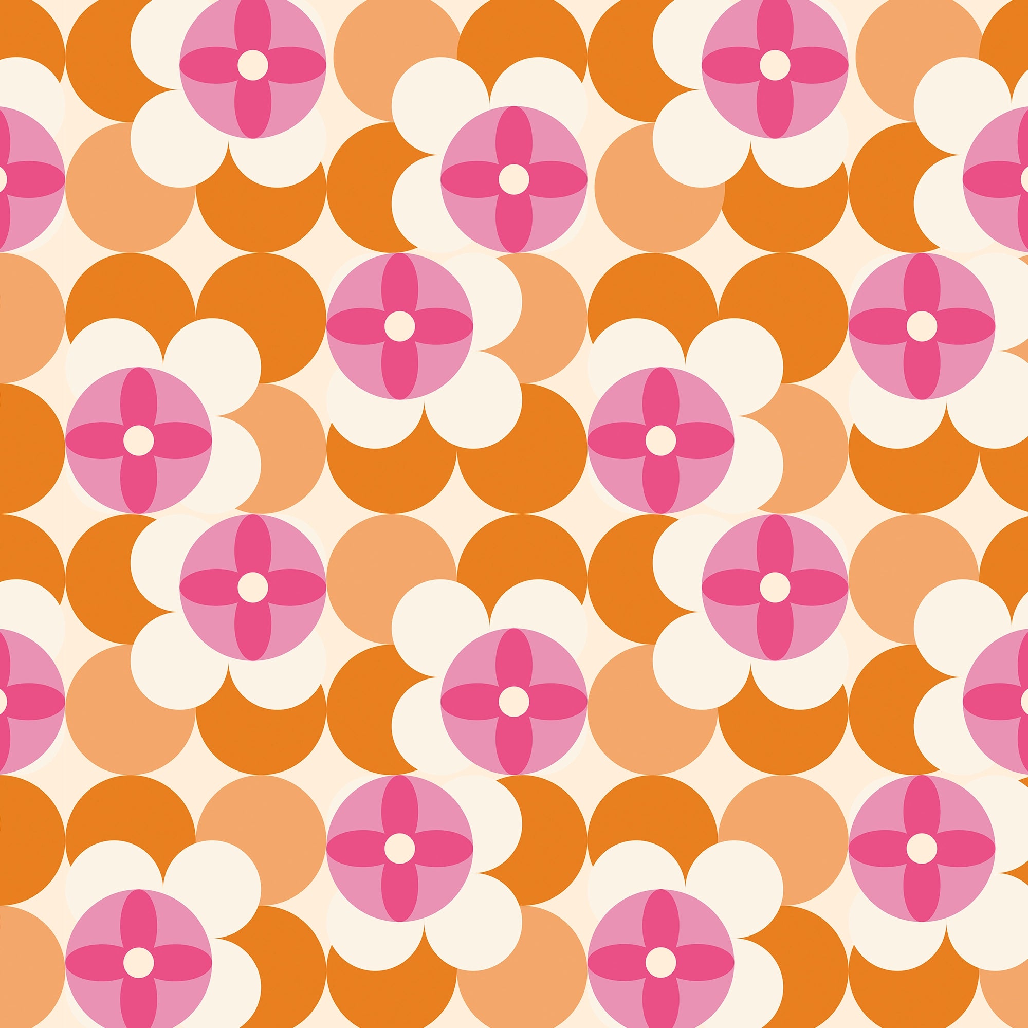 Day Dreamer Wallpaper in Raspberry and Orange Fizz