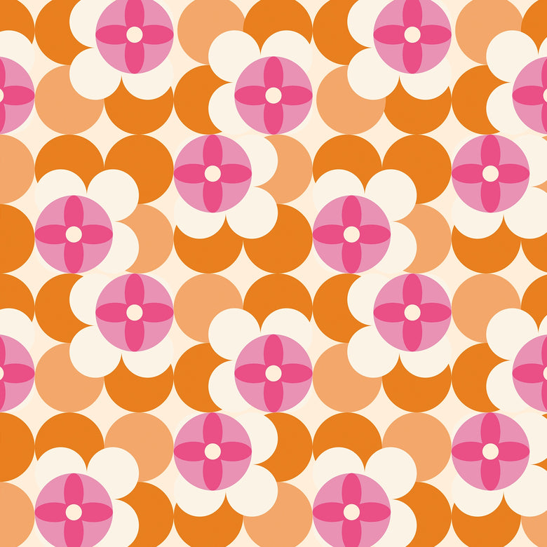 Day Dreamer Wallpaper in Raspberry and Orange Fizz