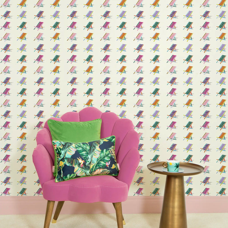 Deckchair Delight Wallpaper in Multicoloured on Ice Cream
