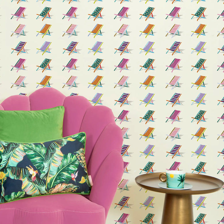 Deckchair Delight Wallpaper in Multicoloured on Ice Cream