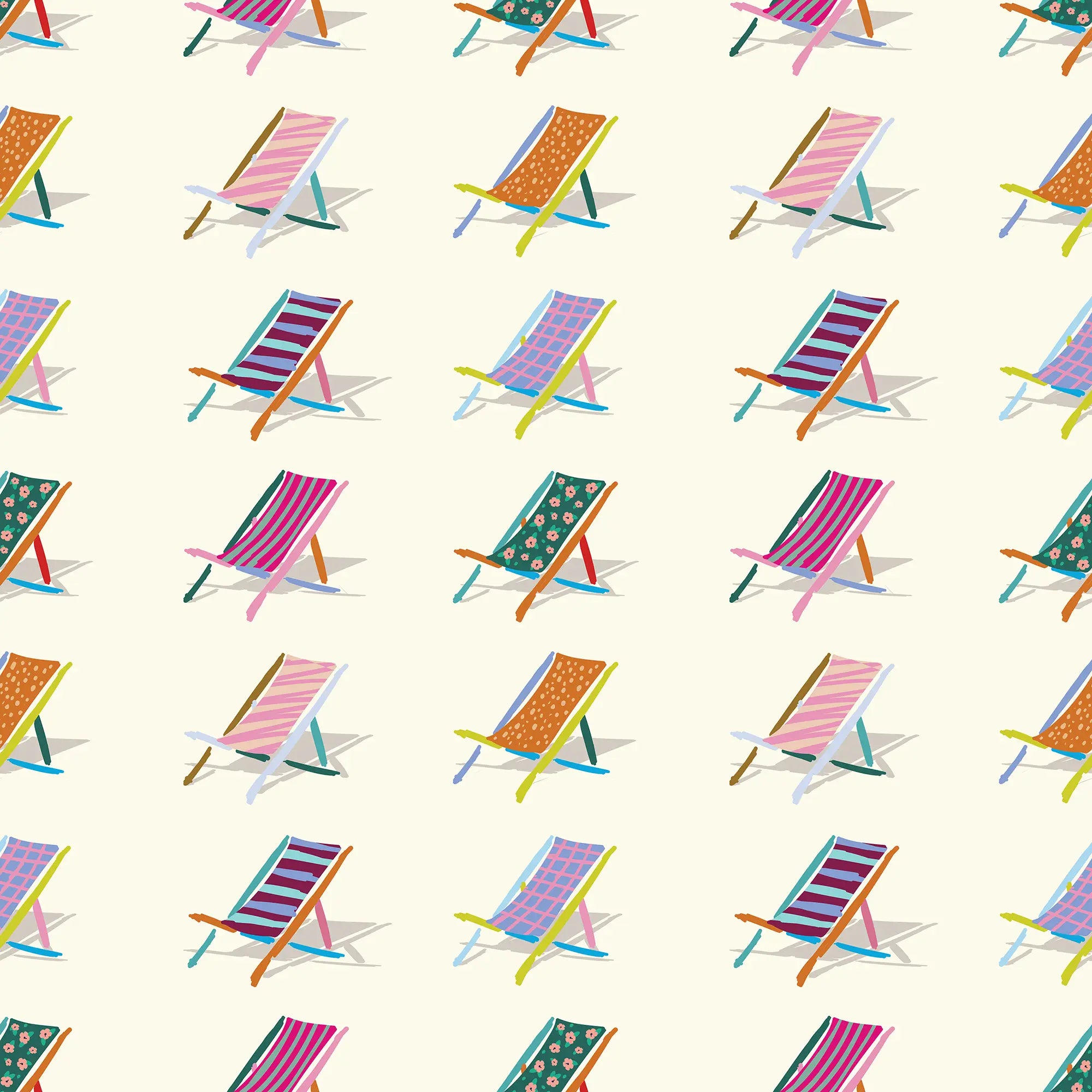 Deckchair Delight Wallpaper in Multicoloured on Ice Cream