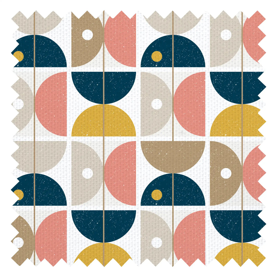 Diablo Fabric in Midnight Blue, Ochre and Flamingo Pink
