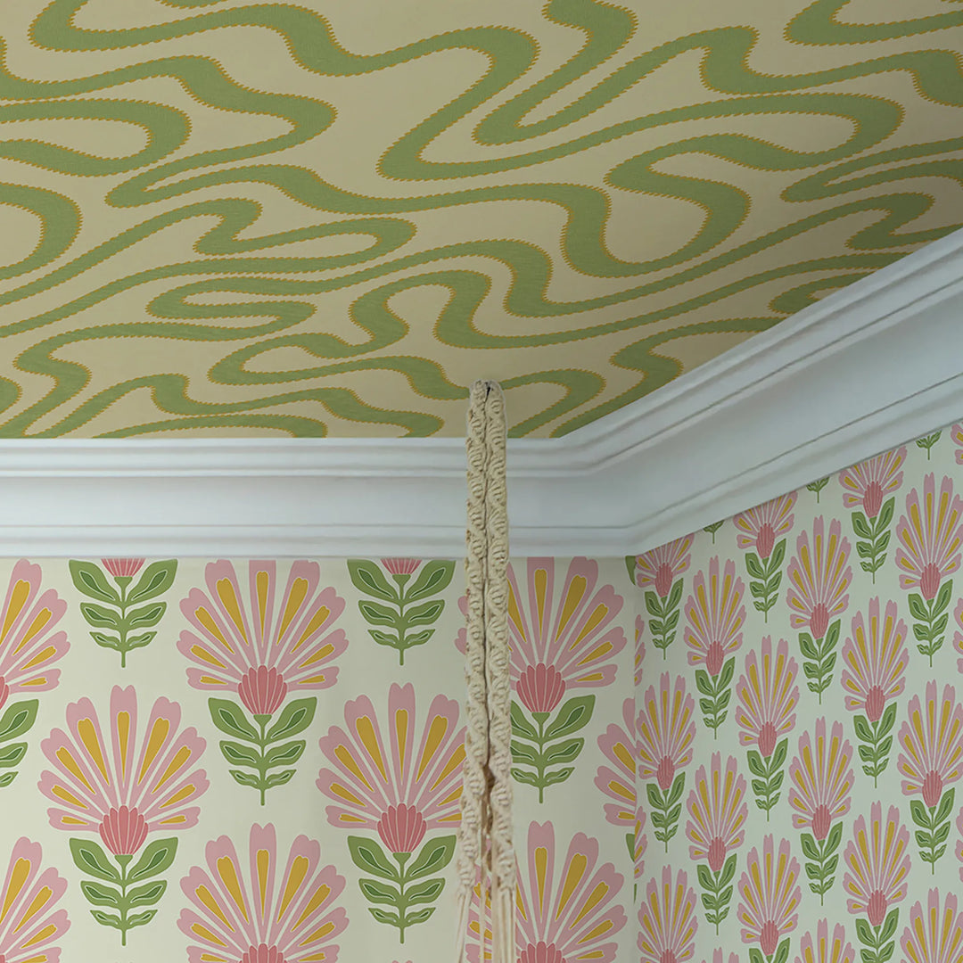 Dotty as a Squiggle Wallpaper in Green and Yellow