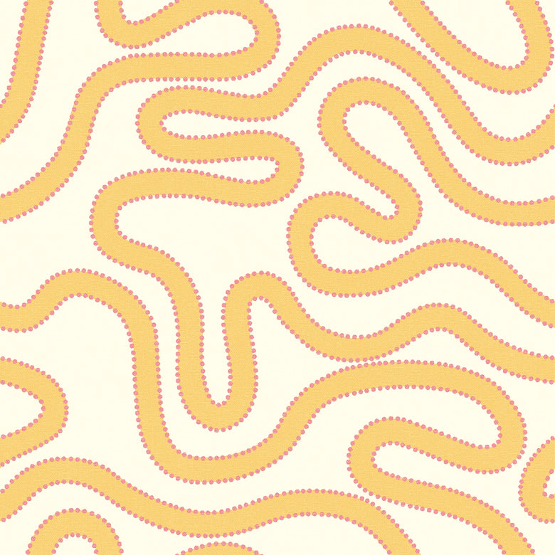 Dotty as a Squiggle Wallpaper in Yellow and Pink