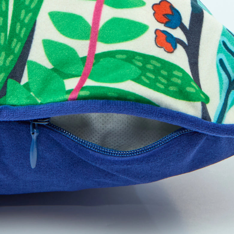 Eclectic Eden Square Cushion in Brights on Vintage Cream