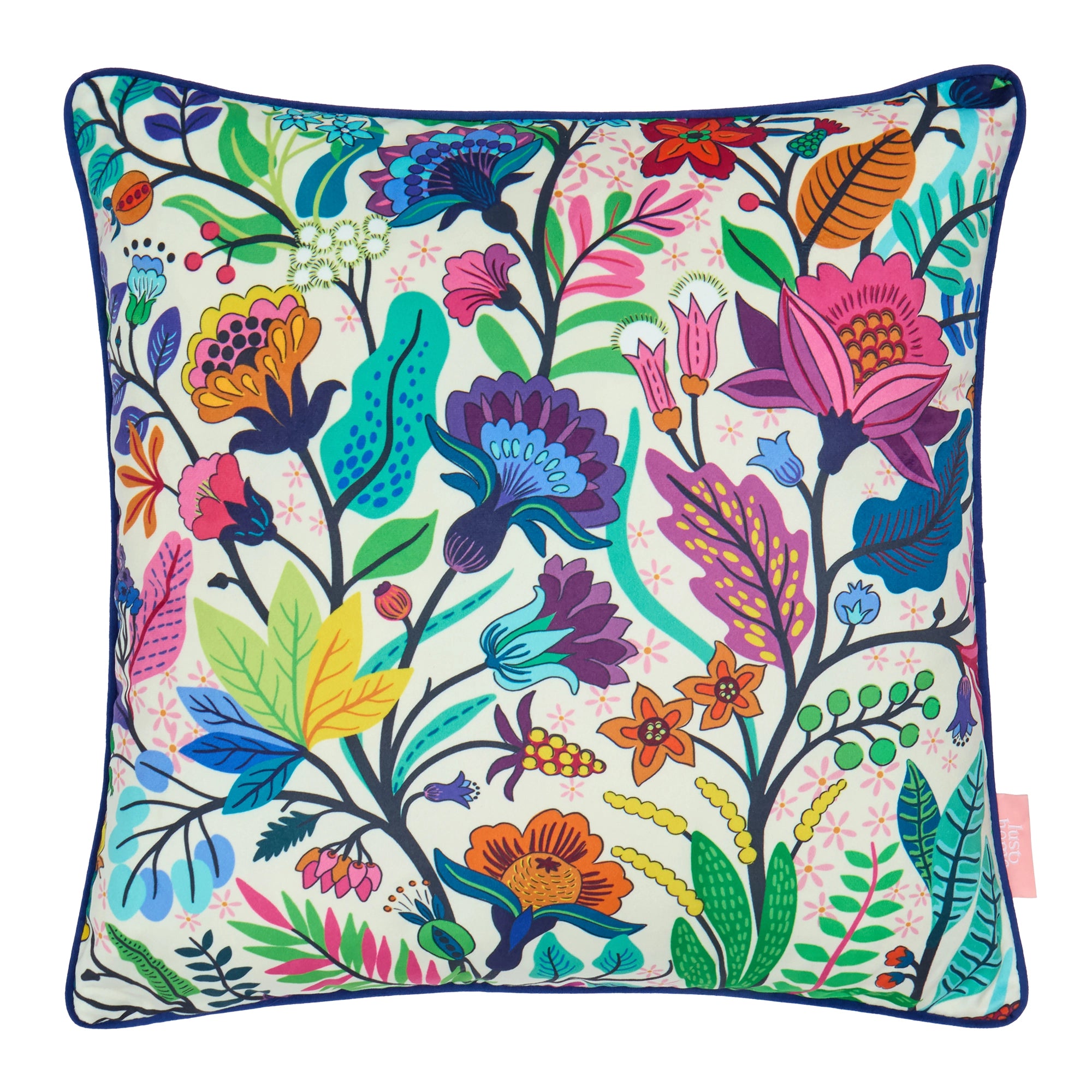 Eclectic Eden Square Cushion in Brights on Vintage Cream