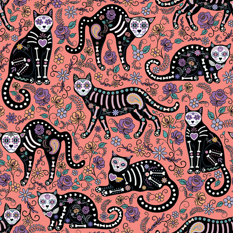 Sample of El Gato Wallpaper in Peachy Pink