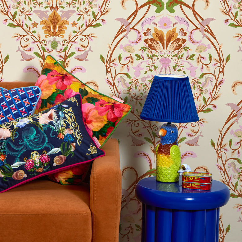 Fantastical Ocean Wallpaper in Blush on The Cat that Licked the Cream