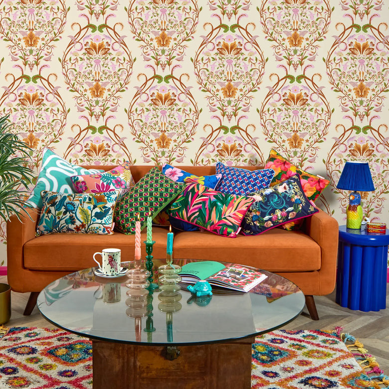 Fantastical Ocean Wallpaper in Blush on The Cat that Licked the Cream