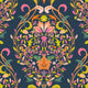 Fantastical Ocean Wallpaper in Raspberry and Orange Fizz on Deep Ocean Navy