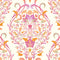 Fantastical Ocean Wallpaper in Raspberry and Orange Fizz on Vintage Cream