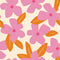Flower Bomb Wallpaper in Pink, Raspberry and Orange Fizz