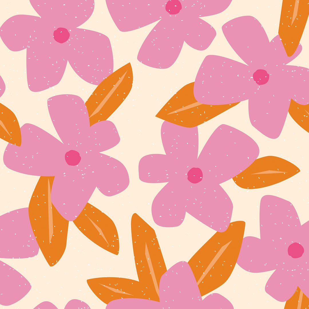 Flower Bomb Wallpaper in Pink, Raspberry and Orange Fizz