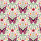 Flutter and Fleur Wallpaper in Pink and Greens on Vintage Cream
