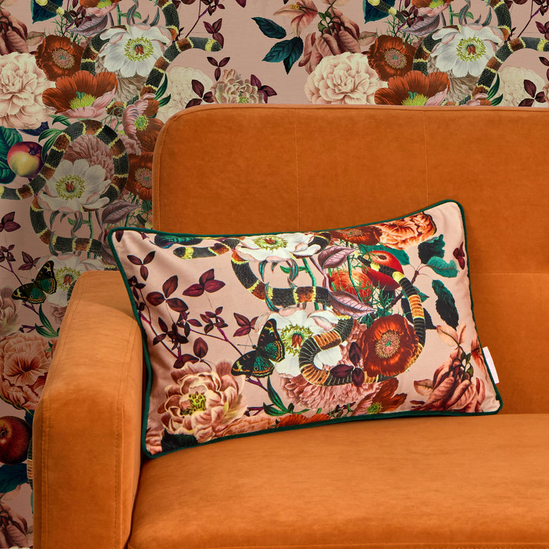 Forbidden Fruit Bolster Cushion in Dusty Rose