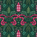 Forest Floor Wallpaper in Hot Pink on Deep Green