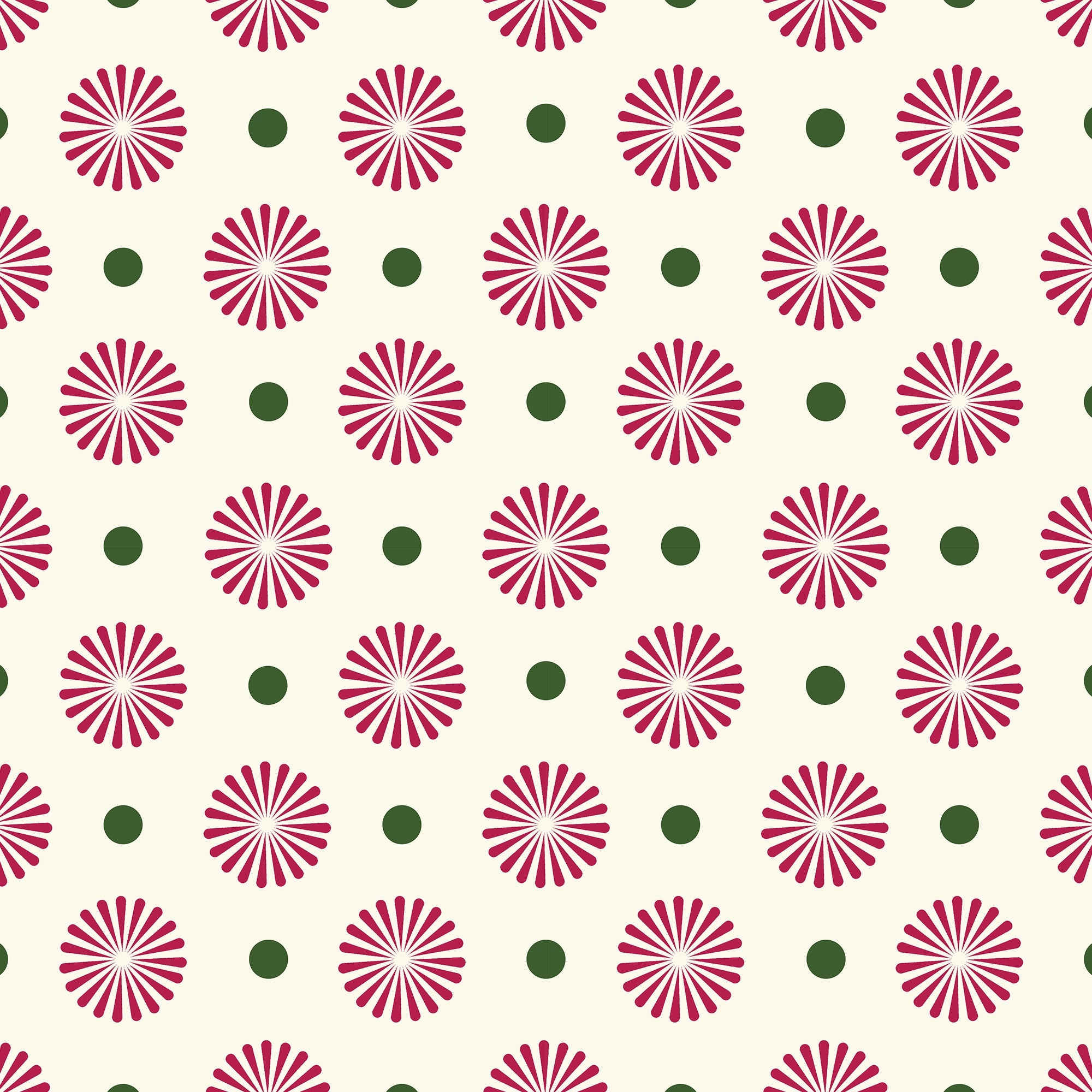 Forest Flora Wallpaper in Hot Pink on Vintage Cream