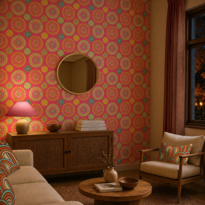Free Spirit Wallpaper in Brights on Hot Pink