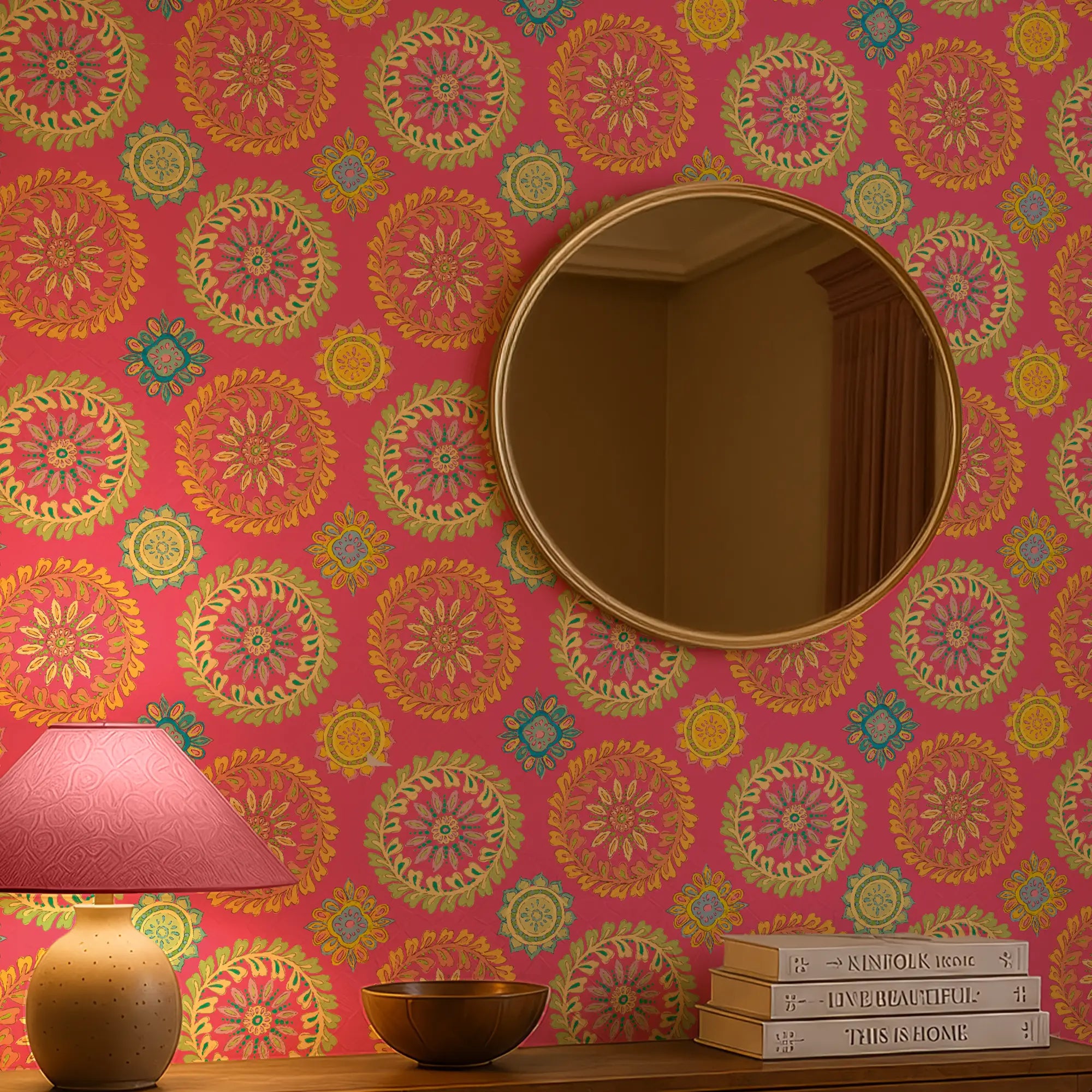 Free Spirit Wallpaper in Brights on Hot Pink