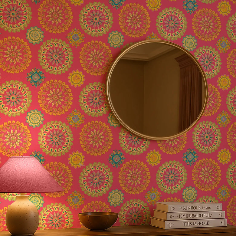 Free Spirit Wallpaper in Brights on Hot Pink