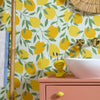 Freshly Squeezed Wallpaper in Lemon Yellow on Elderflower