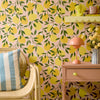 Freshly Squeezed Wallpaper in Lemon Yellow on Tuscan Orange