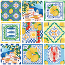 From Amalfi with Love Wallpaper in Mediterranean Blue and Sorrento Lemon