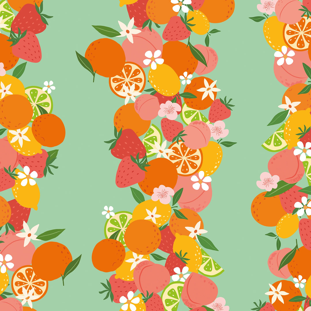 Sample of Fruit Cocktail Stripe Wallpaper in Green Apple