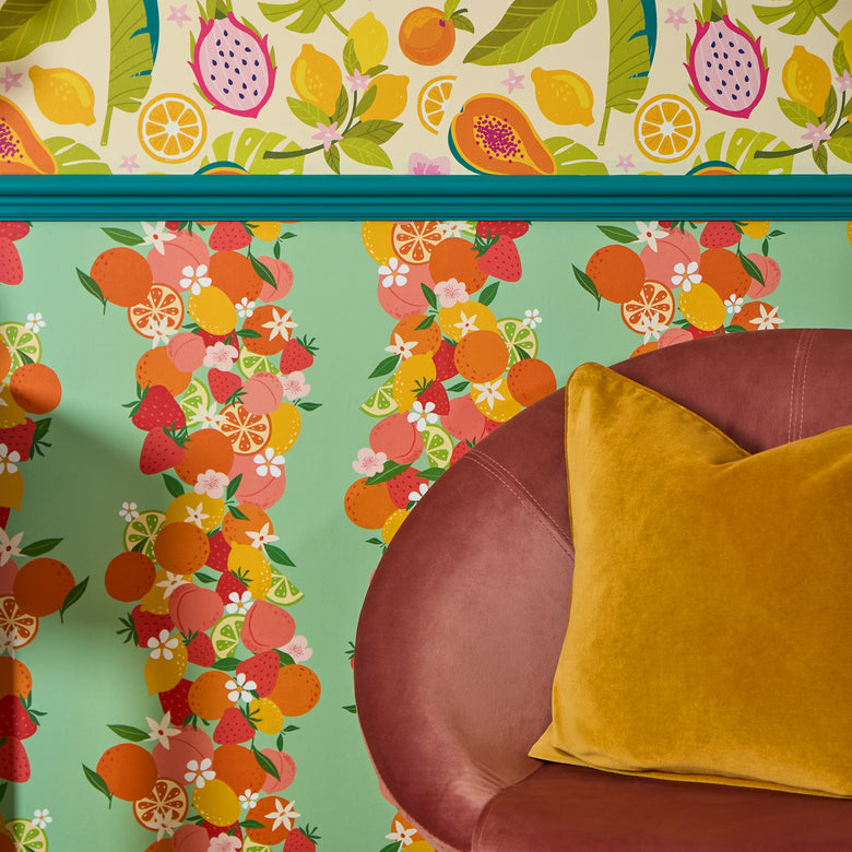 Fruit Cocktail Stripe Wallpaper in Green Apple