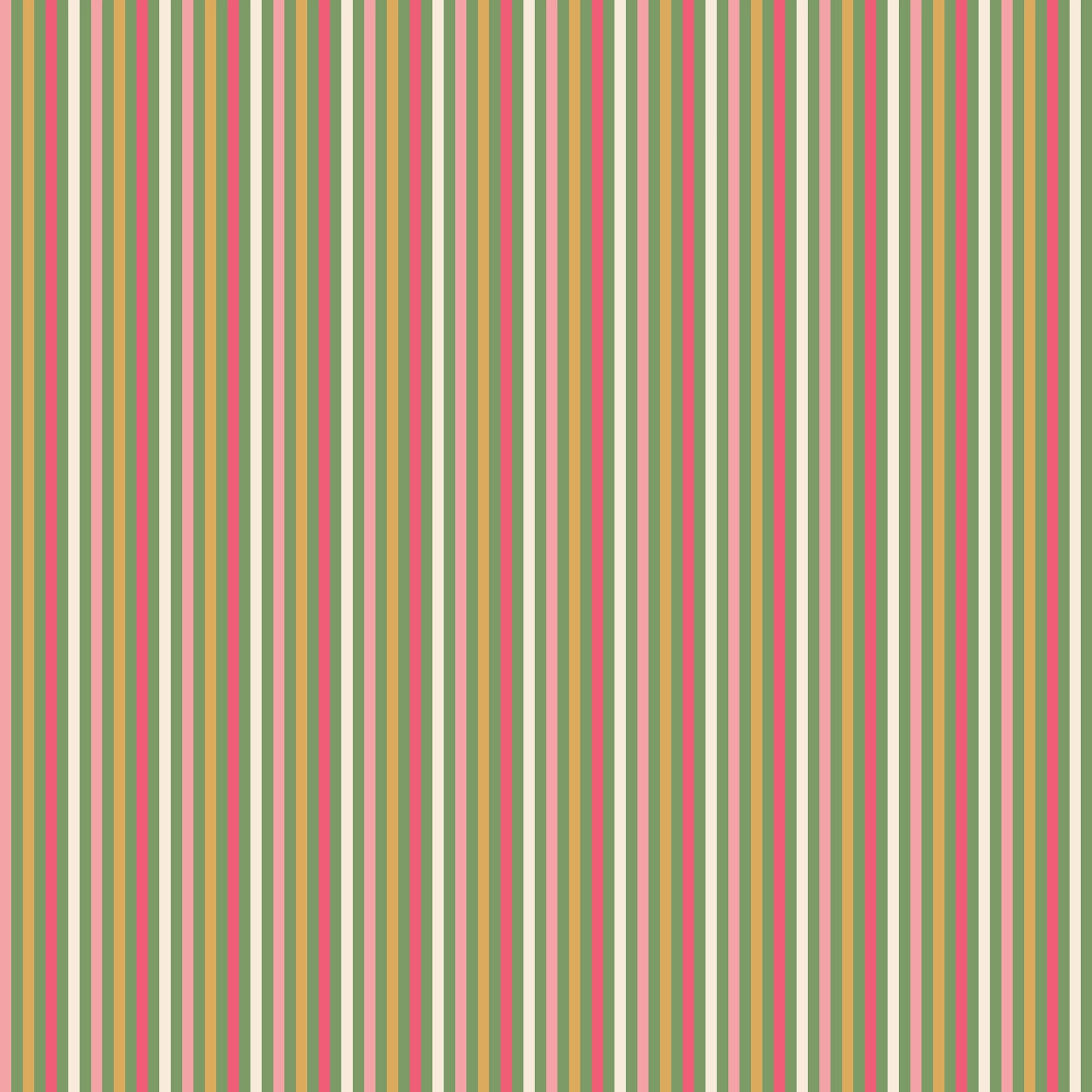 Fruit Salad Pinstripe Wallpaper in Multicoloured on Green