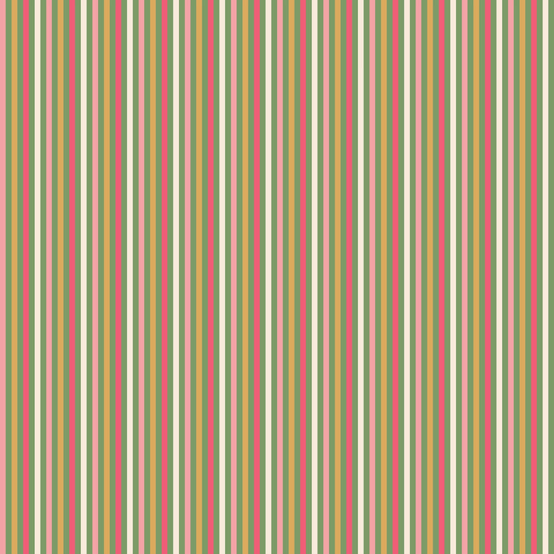 Fruit Salad Pinstripe Wallpaper in Multicoloured on Green