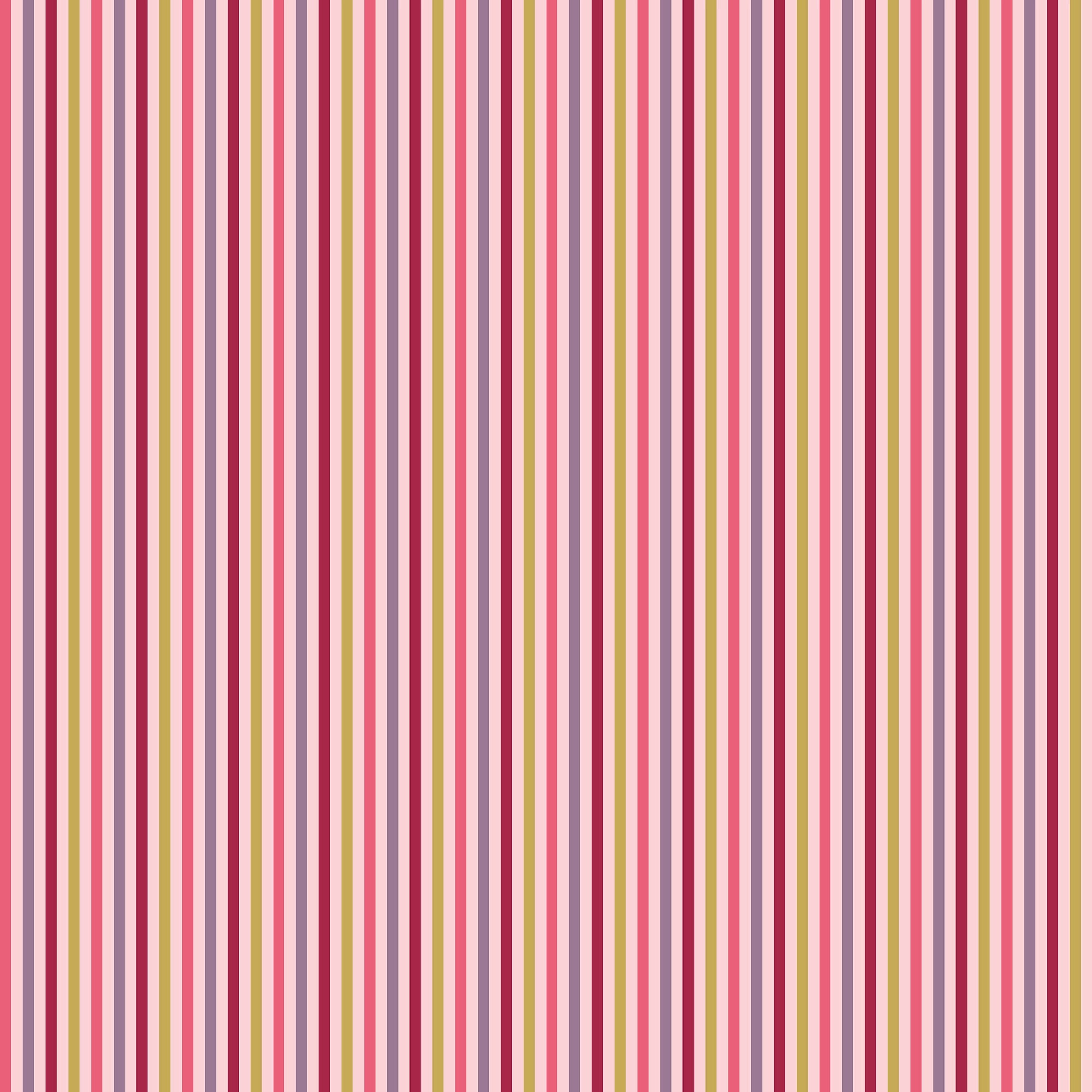 Fruit Salad Pinstripe Wallpaper in Multicoloured on Pink