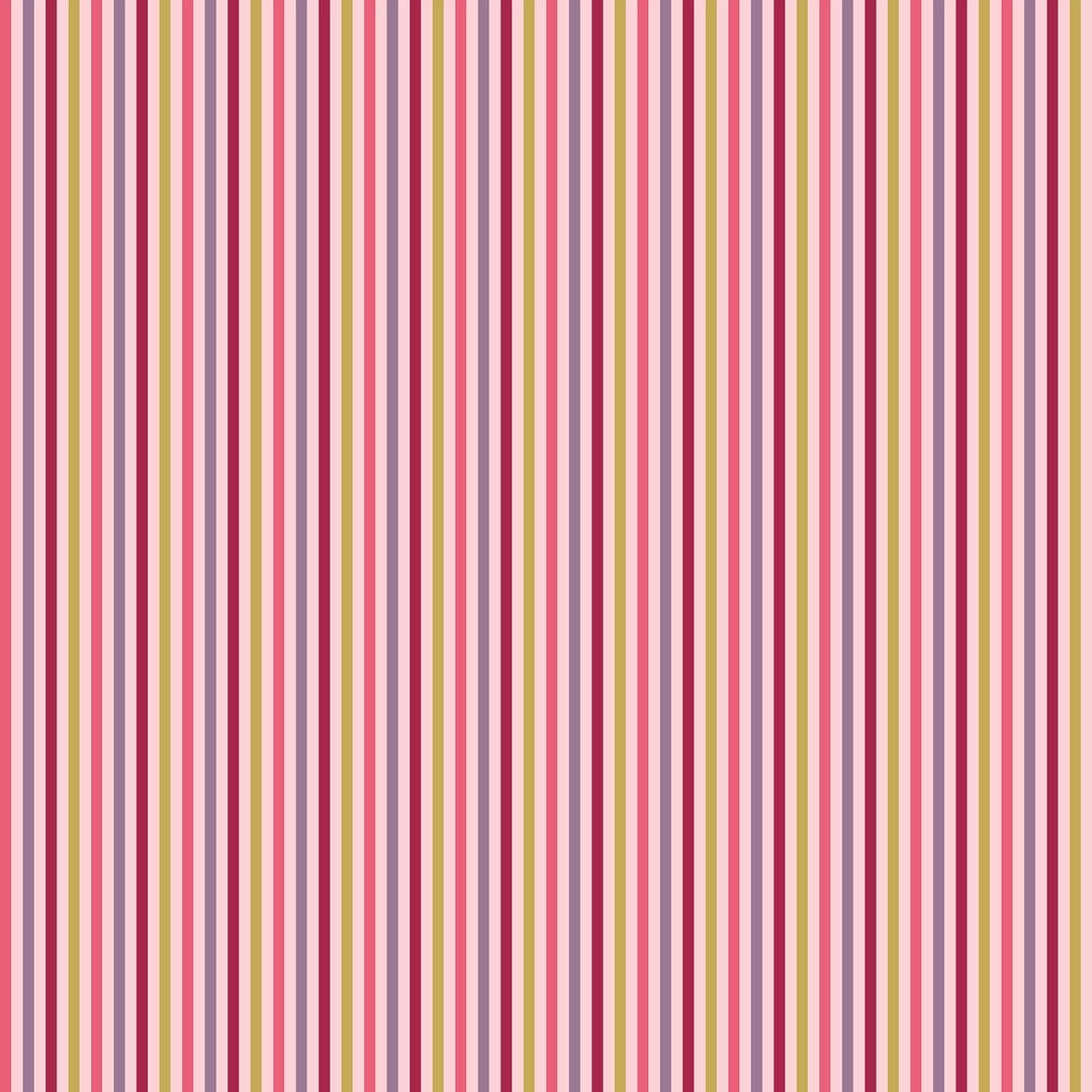 Fruit Salad Pinstripe Wallpaper in Multicoloured on Pink
